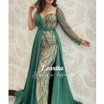 Lorrtta Zelená Nepravidelný Šaty Luxusné dámske Strán, Podlahy-dĺžka Šaty Moslimských Výkon Formálne Elegantné a pekné Večerné Šaty