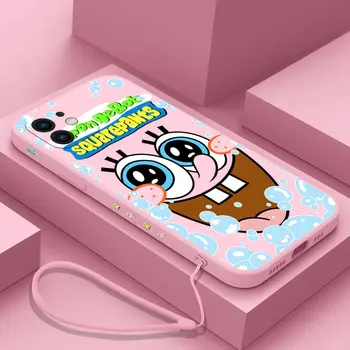 SpongeBob SquarePants Telefón puzdro Pre iPhone 15 14 13 12 11 Pro Max Mini X XR XS MAX SE20 8 7 Plus Silikón s Remienkom na Ruku